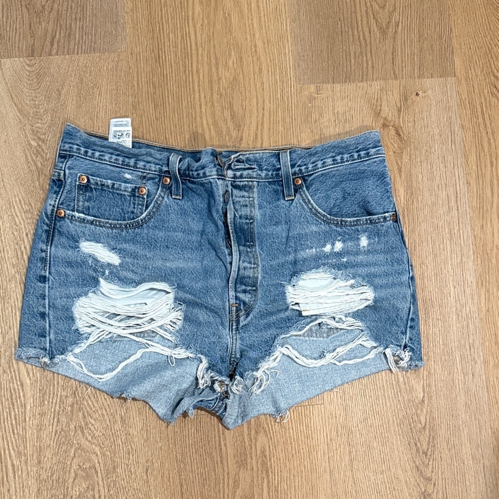 Levi's Blue Distressed Jean Shorts